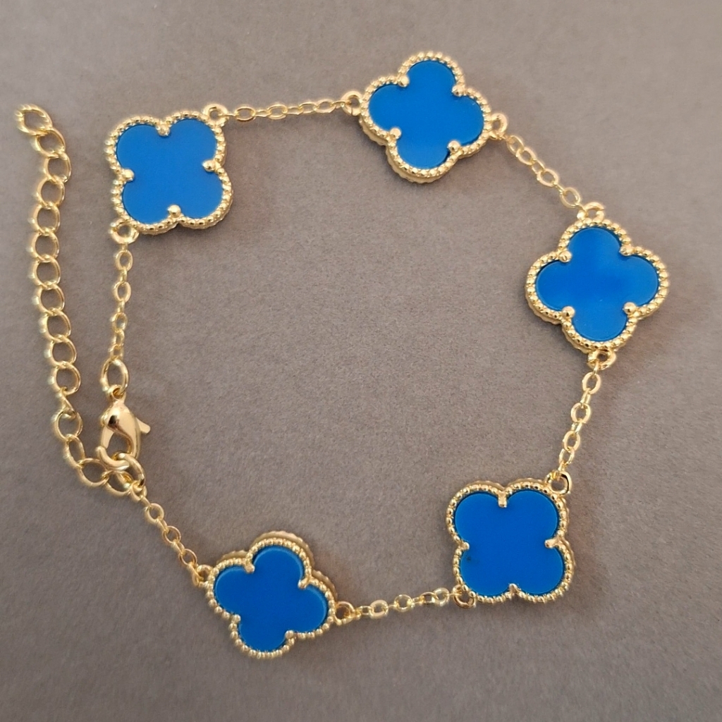 Sky Blue Enamel Clover Bracelet